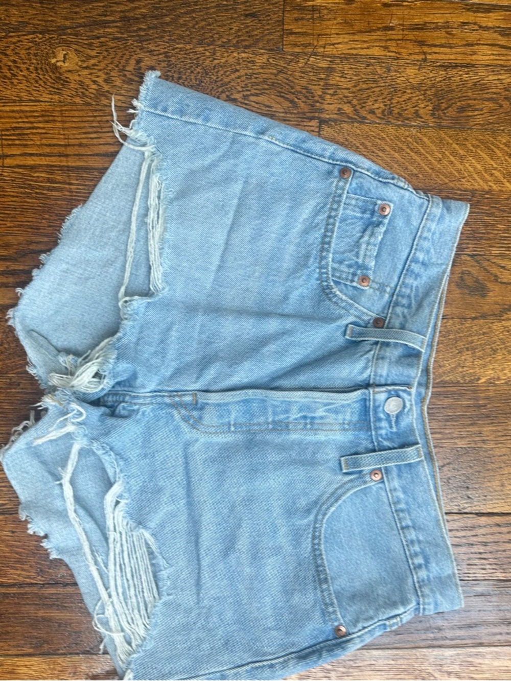 Levi's Light Blue Distressed Denim Jean Shorts